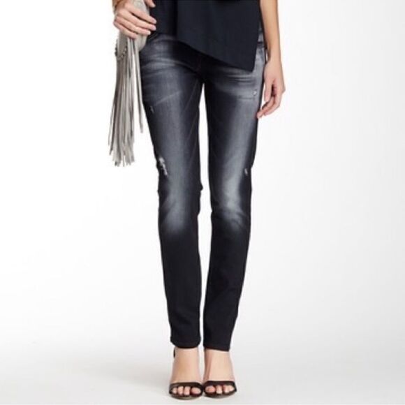 7 for all Mankind The Relaxed Distressed Skinny Jeans Black 27 - Picture 1 of 10